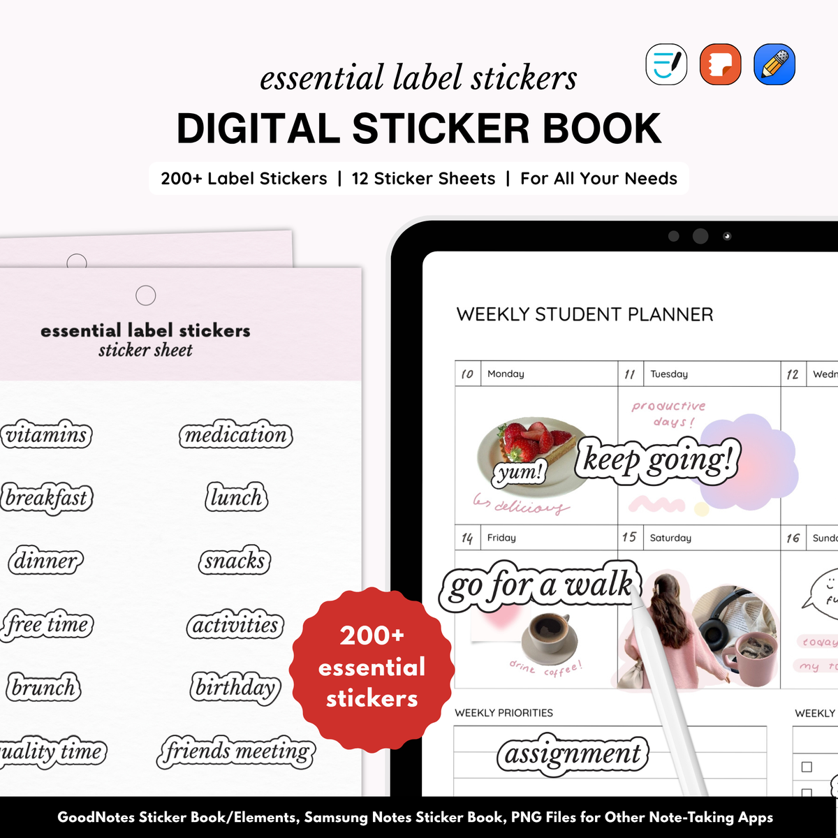 200+ Everyday Essential Planner Stickers