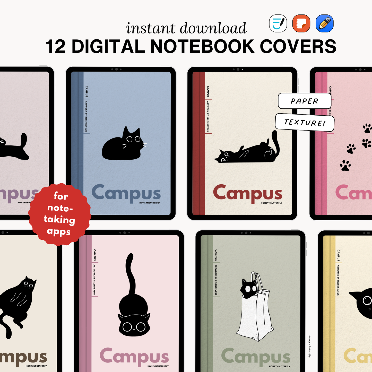 12 Silly Cat Digital Campus Covers