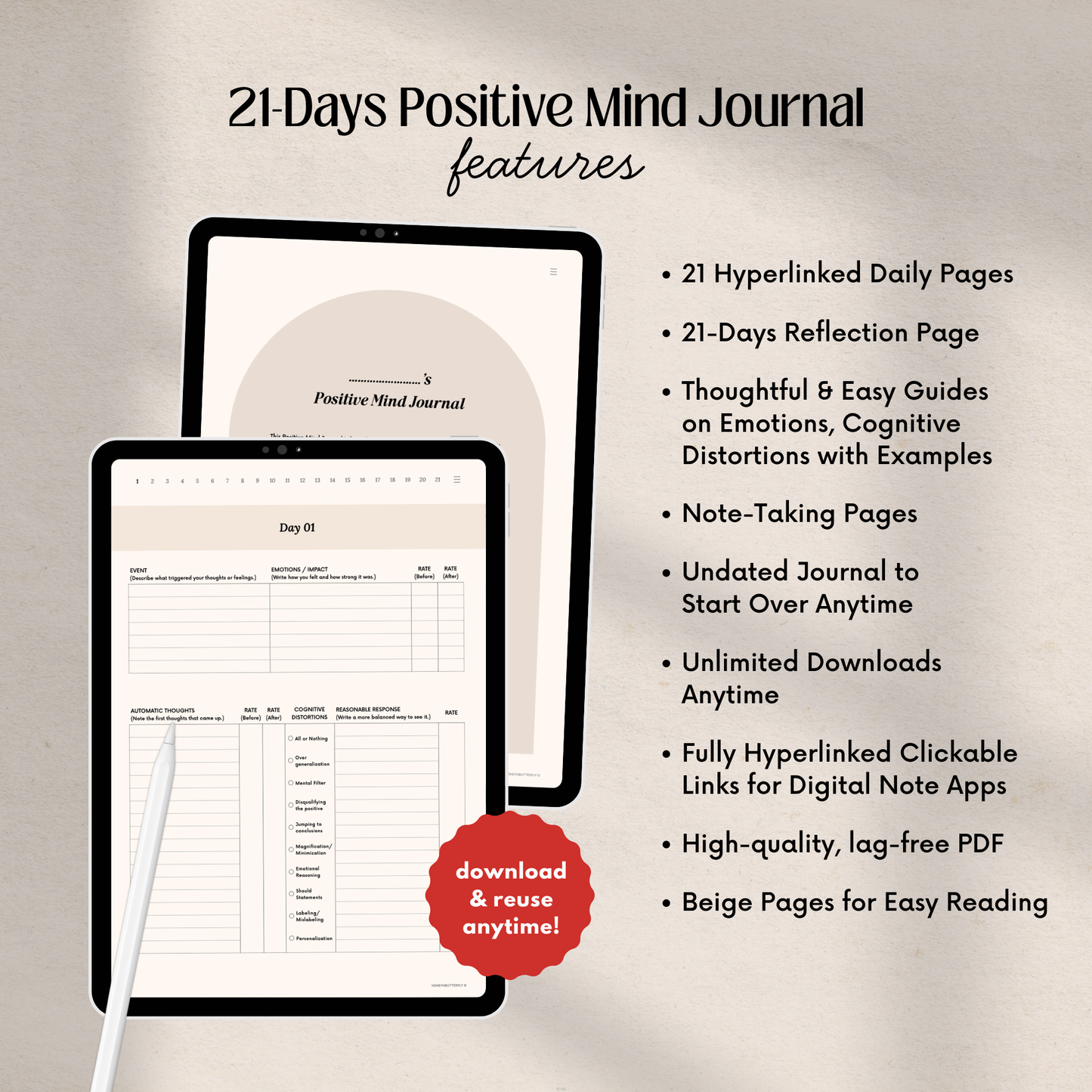 21-Days Positive Mind Journal (CBT-Based)