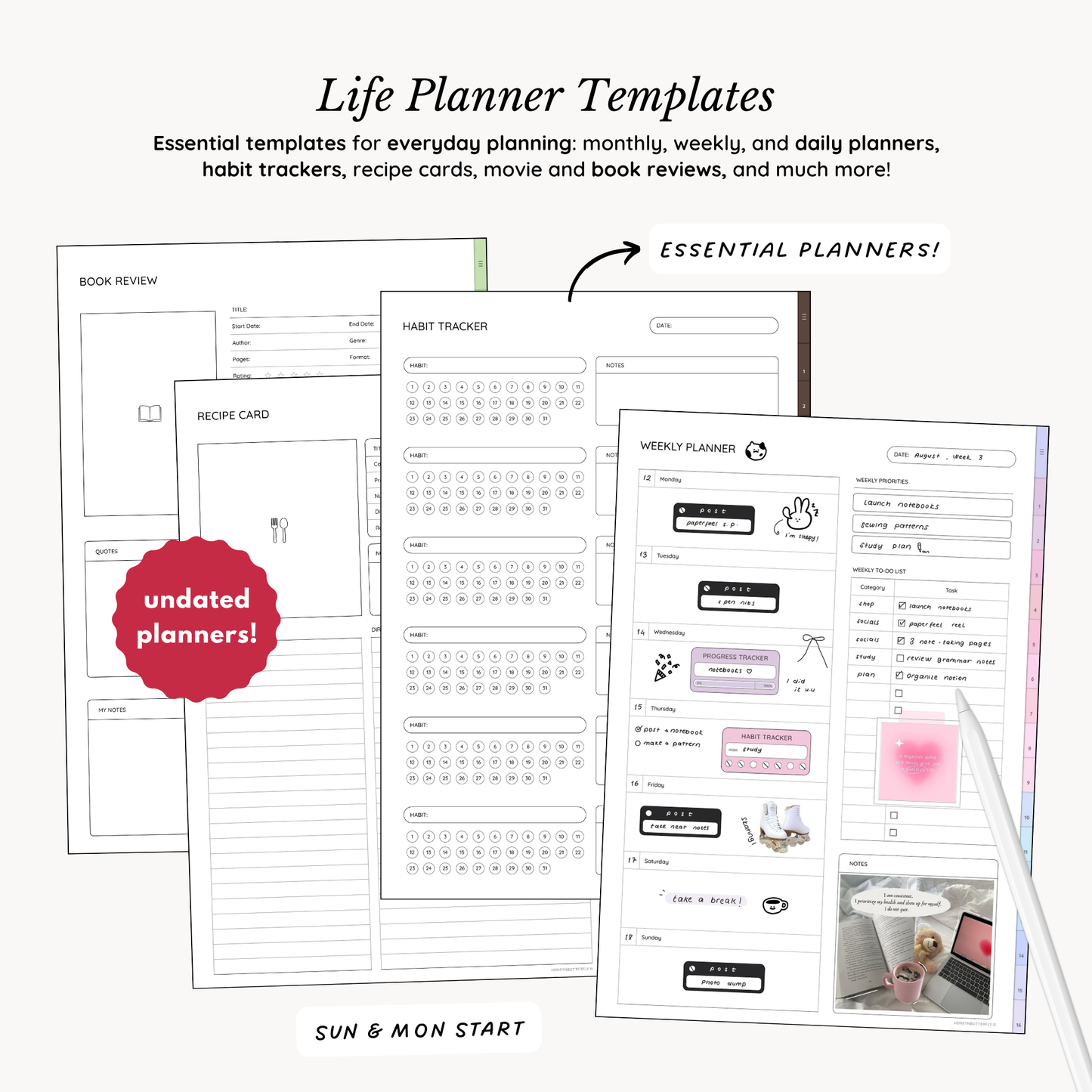 8 Digital Notebook & Planner BUNDLE