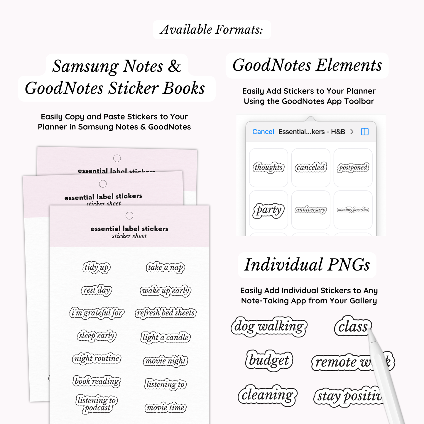 200+ Everyday Essential Planner Stickers